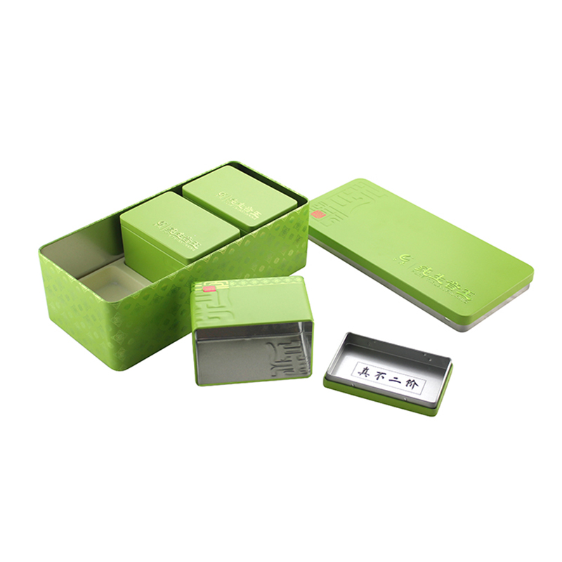 Metal tinplate tea gift set tin box with 3 tin canisters