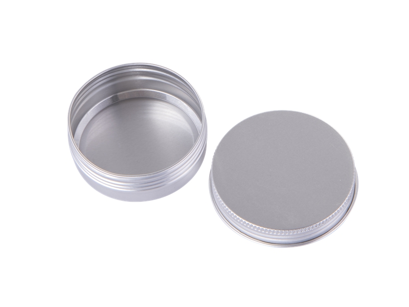 Empty aluminum tin container with lid