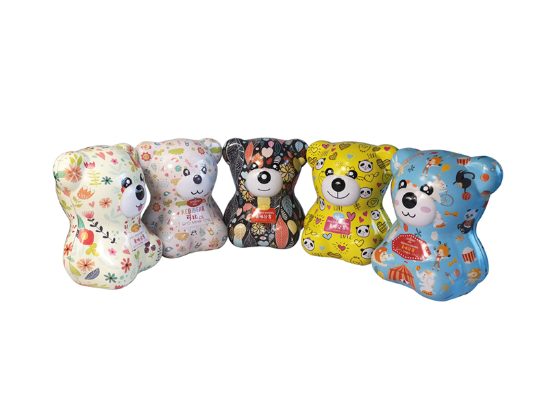 Cute bear shaped cookie tin box