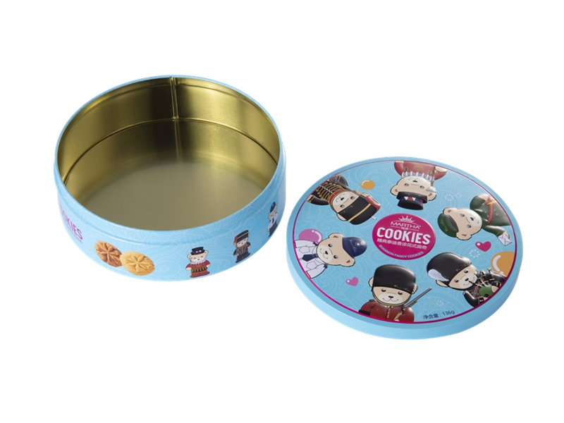 Round cookie tin box