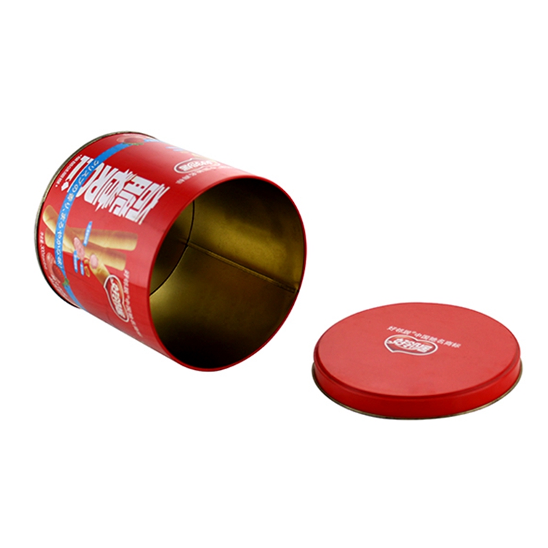 Round tin box for egg roll packaging