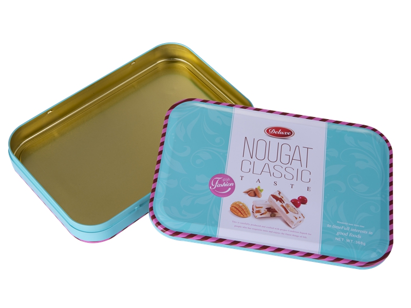 Two-piece rectangular cookie tin box