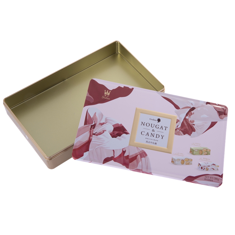 Rectangular candy tin box with lid