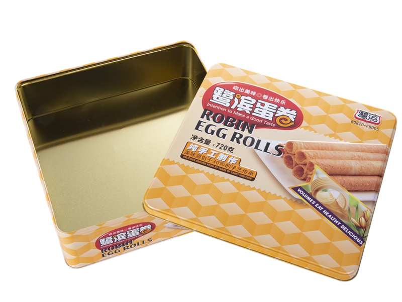 Square egg roll tin box