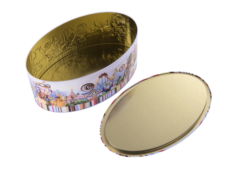 Big oval cookie tin box supplier