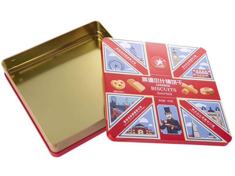 Big square cookie tin box