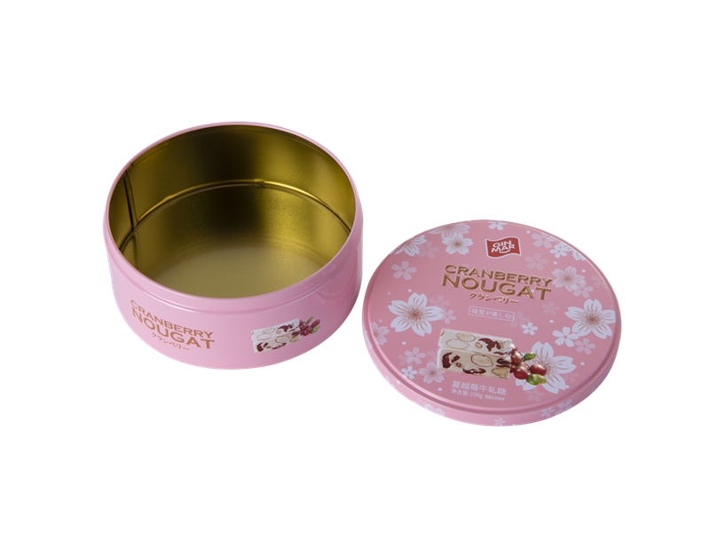 Small round tin can for candies
