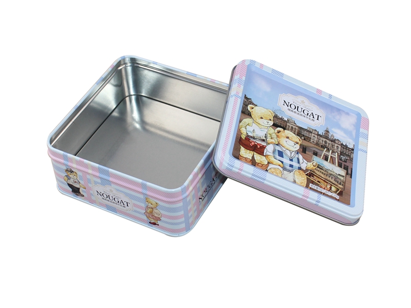 Small square cookie tin box