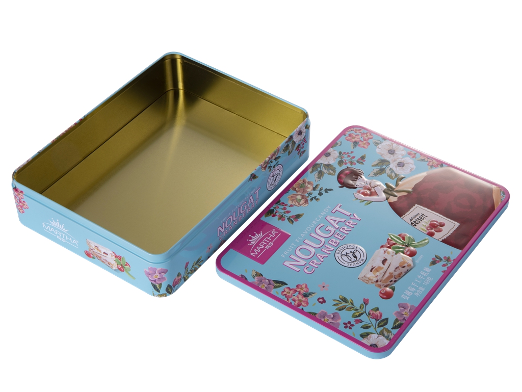 Rectangular tin box for packaging