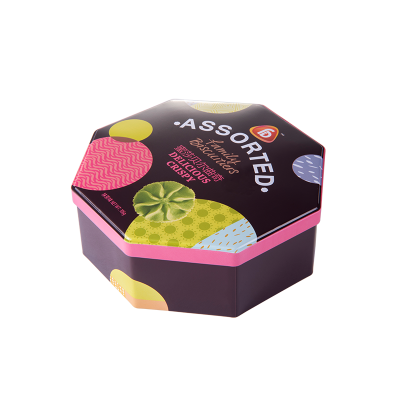 Octagon shaped chocolate tin box