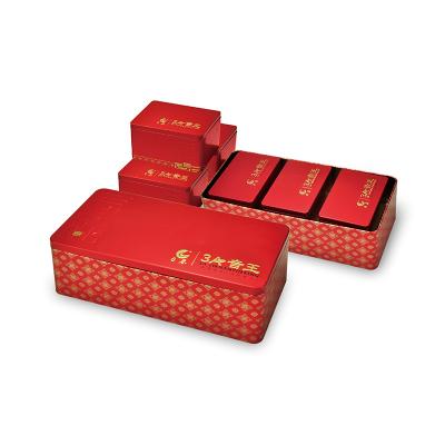 Tea gift set tin box with 3 tin canisters