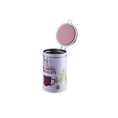 Round hinged tin can for coffee packaging