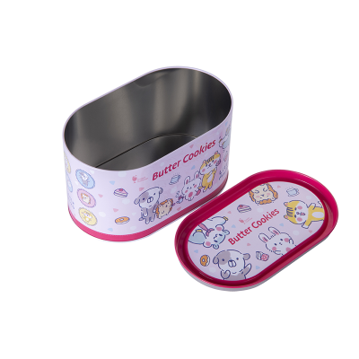 Custom printed oval biscuit packing tin box