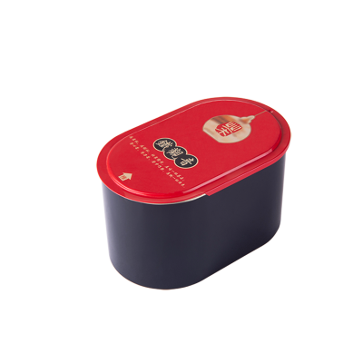 Oval Tea Tin Box With Sliding Lid