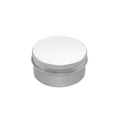 Round aluminium tin container with screw lid