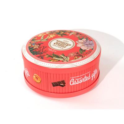 Big round cookie tin box with handle