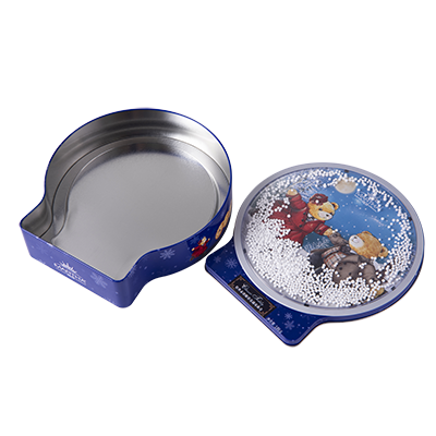 Tin Box with the snow on the lid for Christmas gift